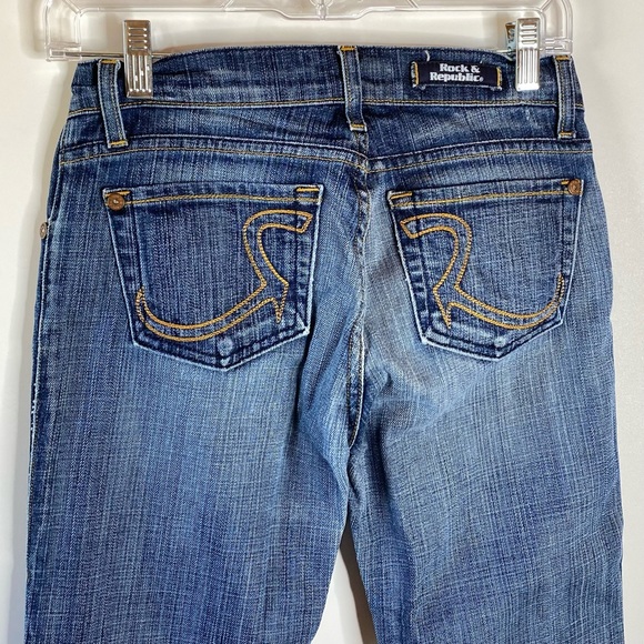 Rock & Republic Womens Bootcut Jeans Sz 25 Distressed Low Rise Stretch Flare - Picture 5 of 15